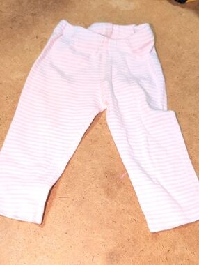 Baby Burt's Bees Striped Pink & White Organic Cotton Leggings Size 3-6M